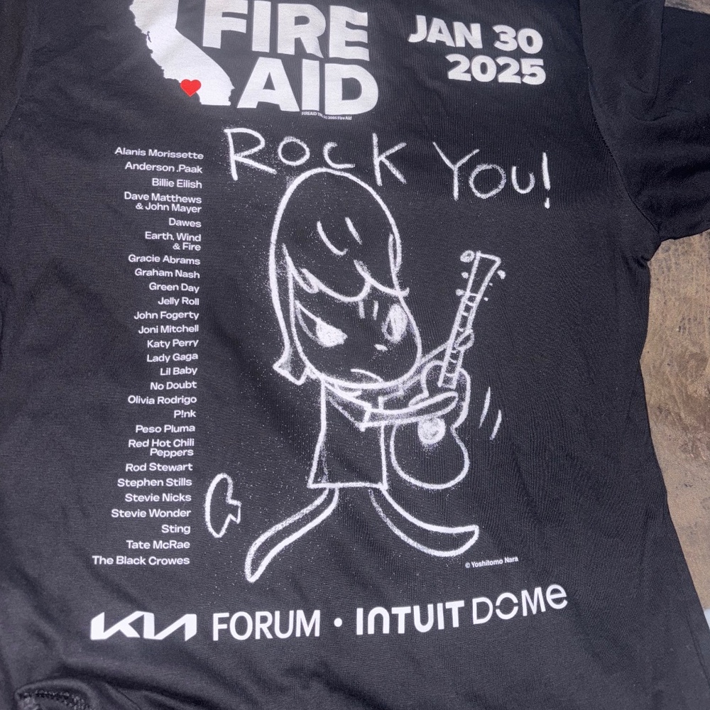 Fire Aid Kia/Intuit Dome Concert Medium Black. t-shirt